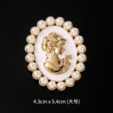 Rhinestone beauty head brooch electroplated alloy retro chest flower women's clothing accessory pin