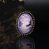 Rhinestone beauty head brooch electroplated alloy retro chest flower women's clothing accessory pin