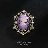 Rhinestone beauty head brooch electroplated alloy retro chest flower women's clothing accessory pin