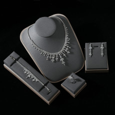 Jewelry Set Zircon Wedding Banquet Accessories Necklace Earrings 4-piece Set