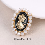 Rhinestone beauty head brooch electroplated alloy retro chest flower women's clothing accessory pin