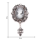 Rhinestone beauty head brooch electroplated alloy retro chest flower women's clothing accessory pin