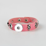 20mm snap button  Bracelet Punk  Leather Bracelet Skull Bracelet Gothic Style