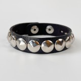 12mm  snap button  Bracelet  Round rivet punk couple leather bracelet