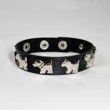 20mm snap button  Bracelet  dog Punk style puppy bracelet leather bracelet for women