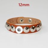 12mm  snap button  Bracelet  Round rivet punk couple leather bracelet