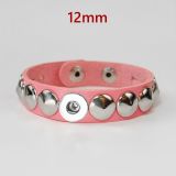 12mm  snap button  Bracelet  Round rivet punk couple leather bracelet