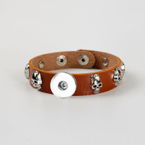 20mm snap button  Bracelet Punk  Leather Bracelet Skull Bracelet Gothic Style