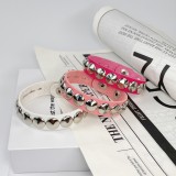 12mm  snap button  Bracelet  Round rivet punk couple leather bracelet