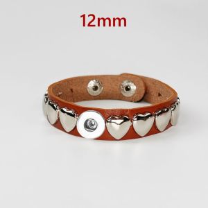 12mm  snap button  Bracelet  Adjustable Punk Heart Bracelet PU Leather Hip-Hop Wristband