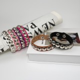 12mm  snap button  Bracelet  Round rivet punk couple leather bracelet