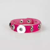 20mm snap button  Bracelet Punk  Leather Bracelet Skull Bracelet Gothic Style
