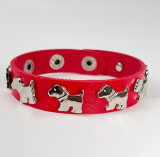 20mm snap button  Bracelet  dog Punk style puppy bracelet leather bracelet for women