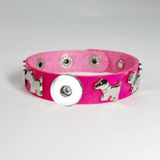 20mm snap button  Bracelet  dog Punk style puppy bracelet leather bracelet for women