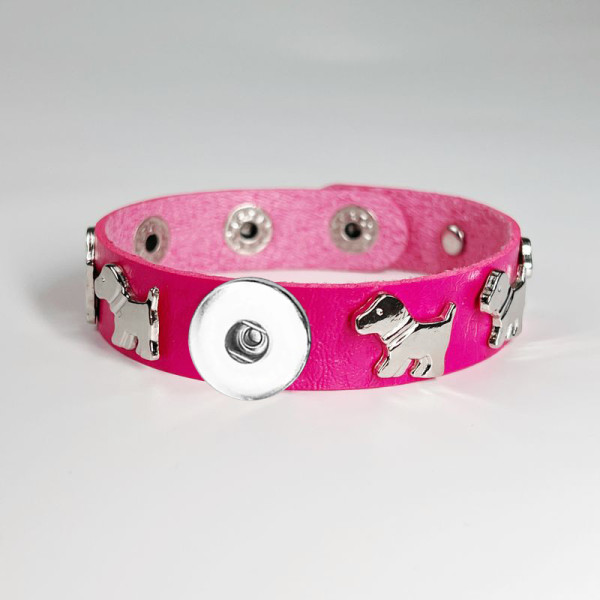 20mm snap button  Bracelet  dog Punk style puppy bracelet leather bracelet for women