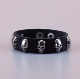 20mm snap button  Bracelet Punk  Leather Bracelet Skull Bracelet Gothic Style