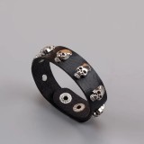 20mm snap button  Bracelet Punk  Leather Bracelet Skull Bracelet Gothic Style