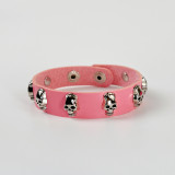20mm snap button  Bracelet Punk  Leather Bracelet Skull Bracelet Gothic Style