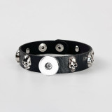 20mm snap button  Bracelet Punk  Leather Bracelet Skull Bracelet Gothic Style