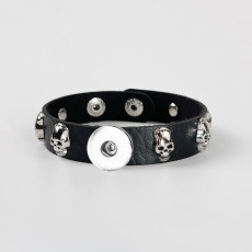20mm snap button  Bracelet Punk  Leather Bracelet Skull Bracelet Gothic Style