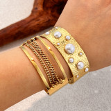 Titanium steel pearl bracelet, non fading stainless steel jewelry