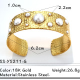 Titanium steel pearl bracelet, non fading stainless steel jewelry