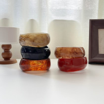 Wide irregular resin bracelet with female niche design, dyed wide bracelet