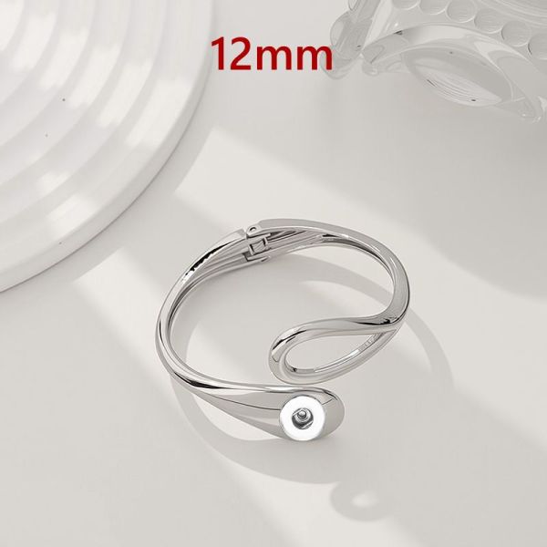 12mm snap button bangle Premium irregular alloy bracelet, smooth and minimalist, trendy and stylish fashion band