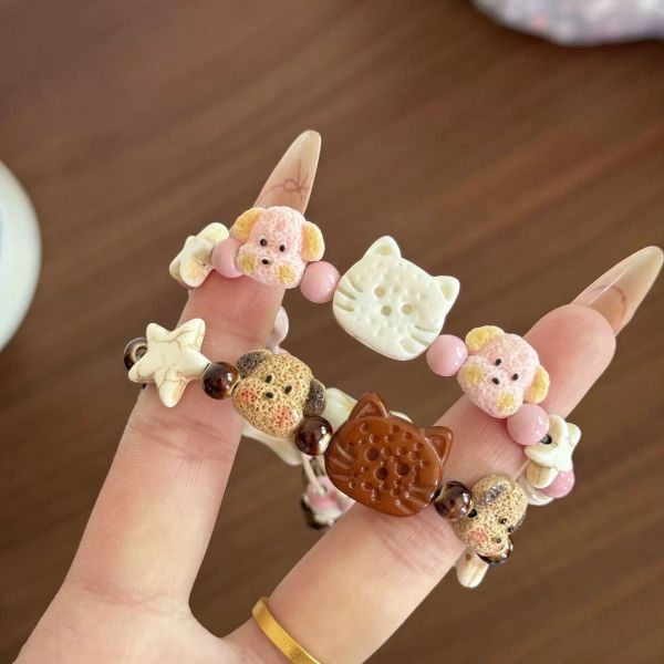 Cute puppy cat bracelet ceramic cartoon couple best friend bracelet