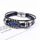 Music Guitar Genuine Leather Bracelet Drip Oil Stainless Steel Buckle Braided Leather Bracelet