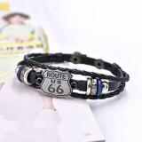 Hand woven genuine leather bracelet for Route 66 in the United States