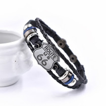 Hand woven genuine leather bracelet for Route 66 in the United States