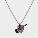 Rock Guitar Necklace Hip Hop Couple Pendant for Men and Women