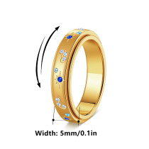 Rotating Stress Relieving Ring Sun Moon Color Diamond Women's Starry Sky stainless steel Ring