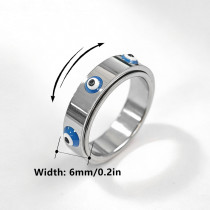 New Blue Evil Eye Rotating 304 Stainless Steel Ring for Men and Women