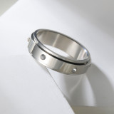 Rotating pressure reducing stainless steel gold luxury six diamond ring