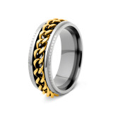 Men's chain rotatable stainless steel pressure reducing ring chain ring