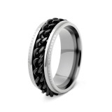 Men's chain rotatable stainless steel pressure reducing ring chain ring
