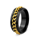Men's chain rotatable stainless steel pressure reducing ring chain ring