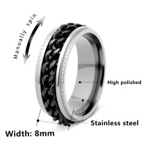 Men's chain rotatable stainless steel pressure reducing ring chain ring