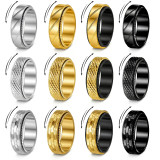 304 stainless steel punk style 8mm rotatable ring