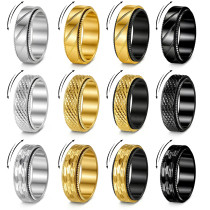 304 stainless steel punk style 8mm rotatable ring