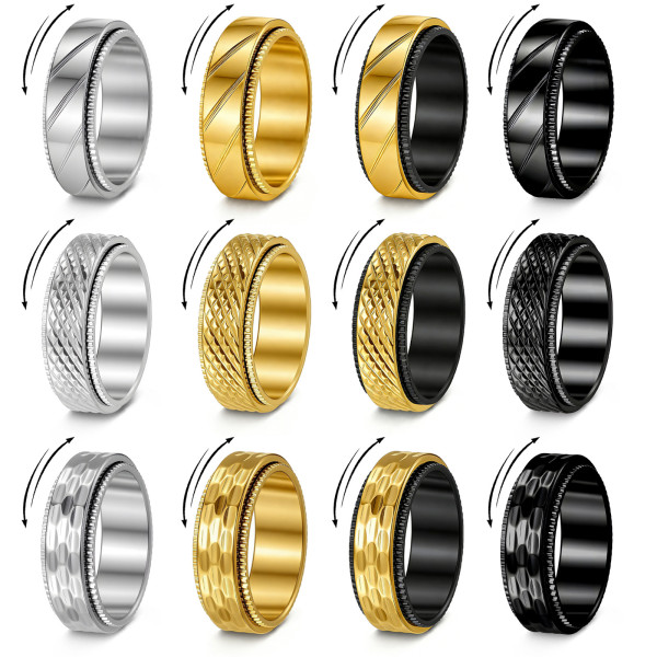 304 stainless steel punk style 8mm rotatable ring