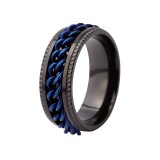 Men's chain rotatable stainless steel pressure reducing ring chain ring