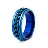 Men's chain rotatable stainless steel pressure reducing ring chain ring