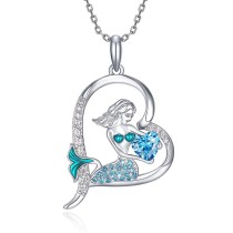 925 silver mermaid necklace collarbone chain pendant sweater chain birthday gift