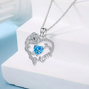 Heart shaped pendant, rose necklace, women's collarbone chain, love gift