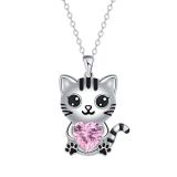Cartoon Cat Hugging Love Pendant Cute and Fashionable Black Cat Pendant Necklace for Women