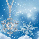 zircon  blue snowflake necklace temperament collarbone chain