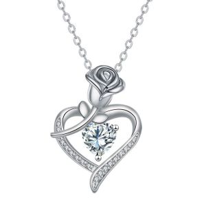 Hot selling jewelry, LOVE heart-shaped rose necklace